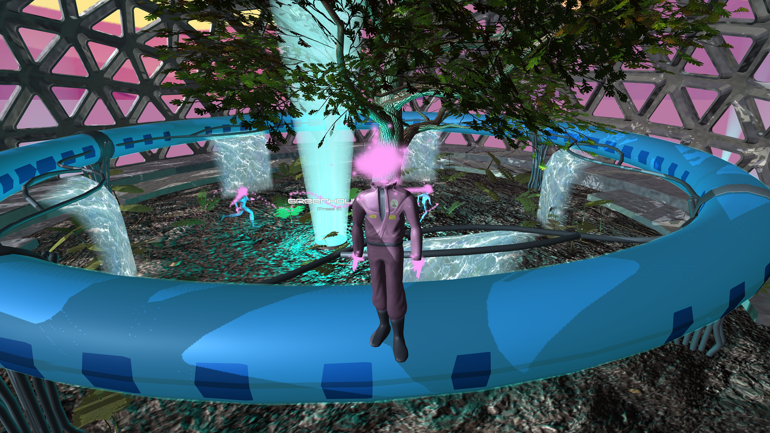 futuristische Figur aus einem Multi-player Computerspiel in einer futuristischen Gaming-Umgebung