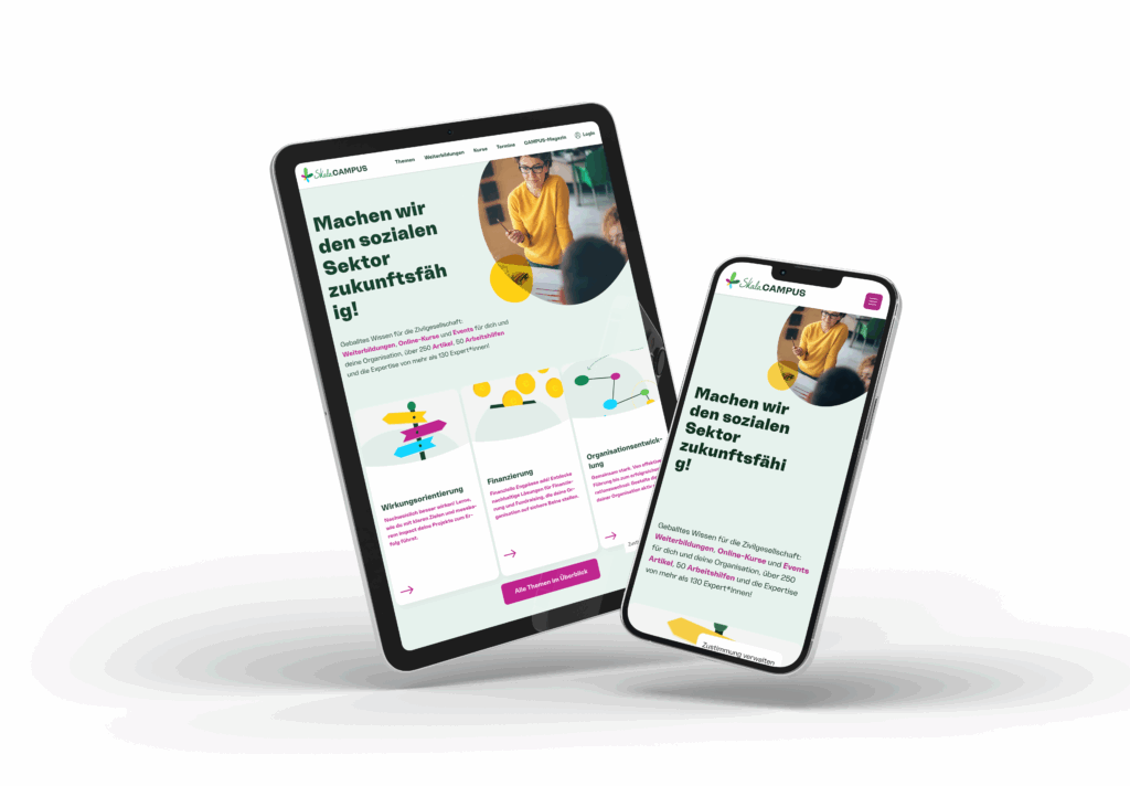 Website von Skala Campus auf einem Tablet und einem Smartphone