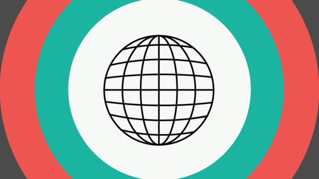 Globus hinter Kreisen in den Corporate Design Farben von Konnektiv.